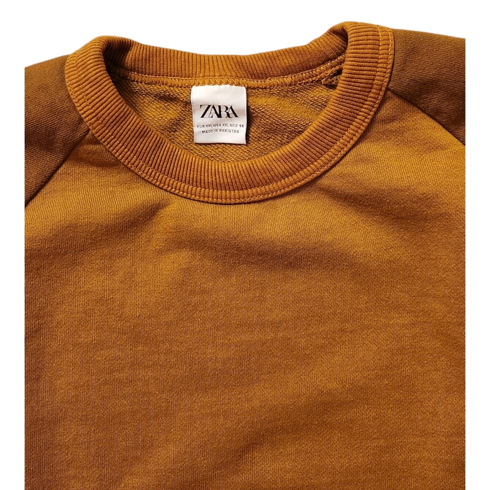 Zara Long Sleeve Pullover Top Mens XXL Brown Orange Cream Rust - Picture 2 of 6